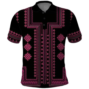 Bulgaria Traditional Pattern Pink Polo Shirt Balkan Culture LT01