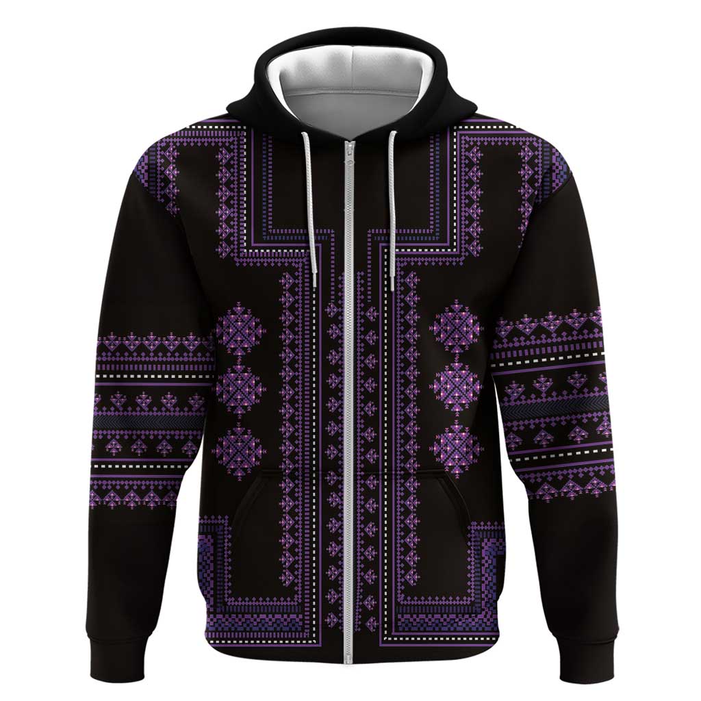 Bulgaria Traditional Pattern Purple Hoodie Balkan Culture LT01