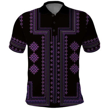 Bulgaria Traditional Pattern Purple Polo Shirt Balkan Culture LT01