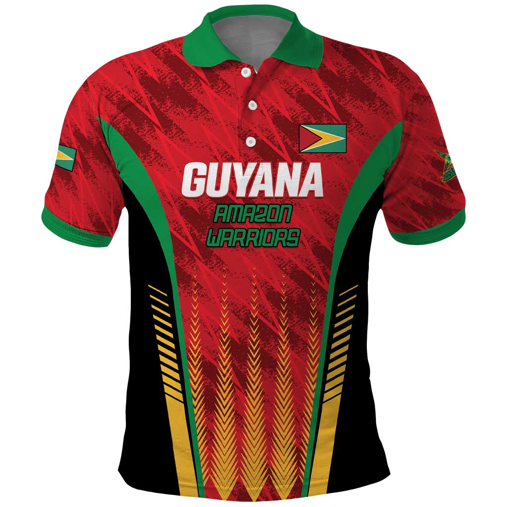 Custom Amazon Warriors Guyana Cricket Polo Shirt Ready For Glory Red Version LT01