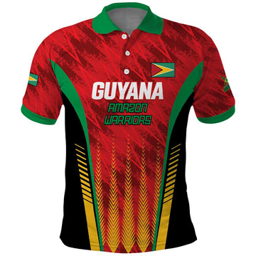 Custom Amazon Warriors Guyana Cricket Polo Shirt Ready For Glory Red Version LT01