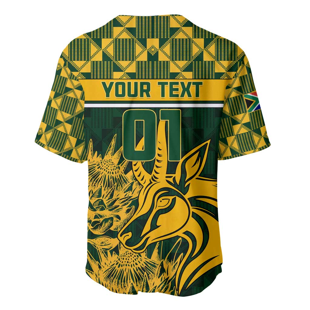 Custom South Africa Rugby Baseball Jersey - Go Springboks with African Pattern LT01