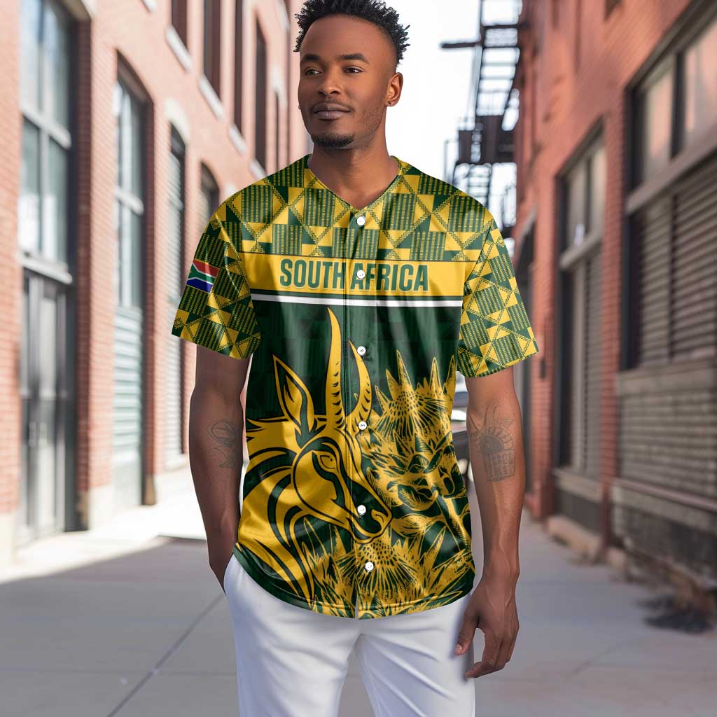 Custom South Africa Rugby Baseball Jersey - Go Springboks with African Pattern LT01