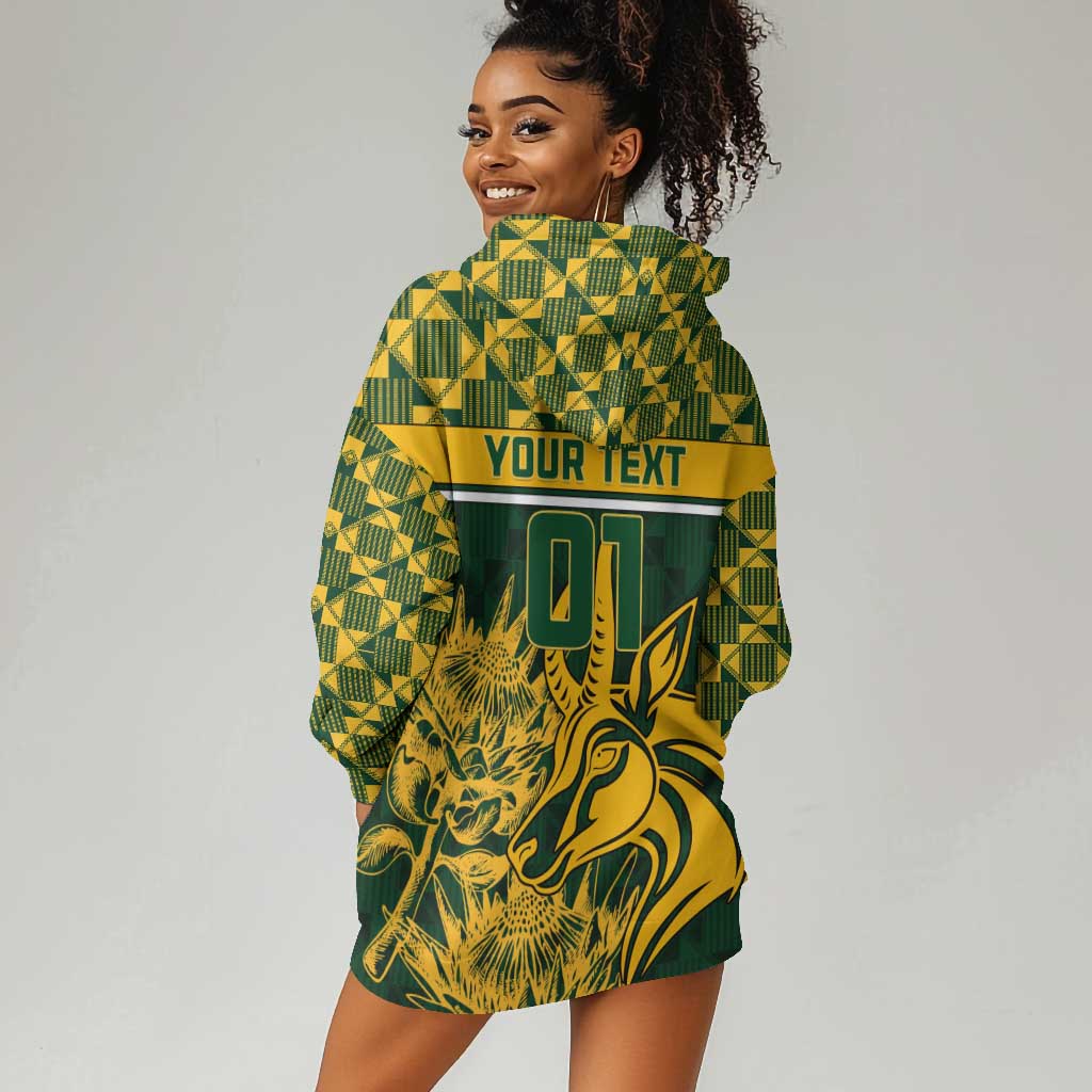 Custom South Africa Rugby Hoodie Dress - Go Springboks with African Pattern LT01