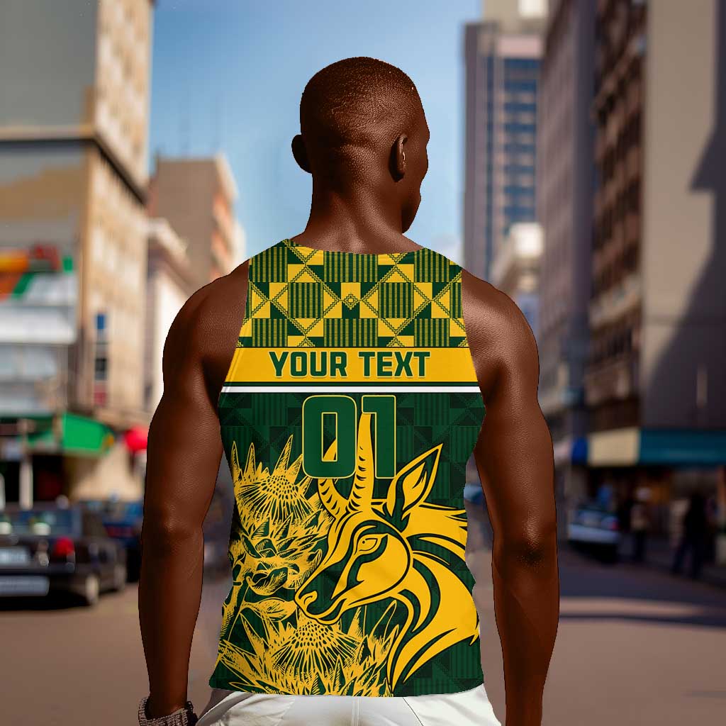Custom South Africa Rugby Men Tank Top - Go Springboks with African Pattern LT01