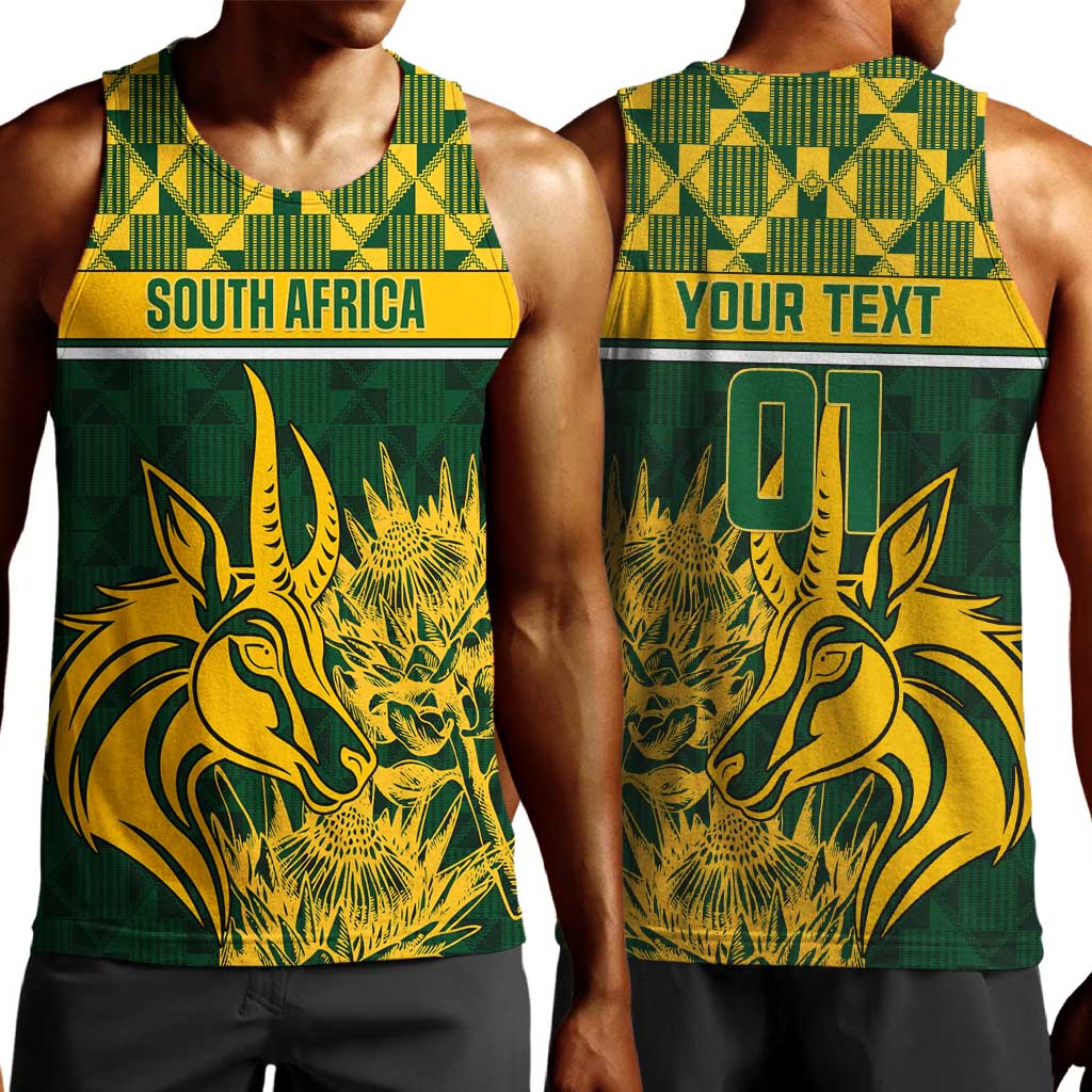 Custom South Africa Rugby Men Tank Top - Go Springboks with African Pattern LT01