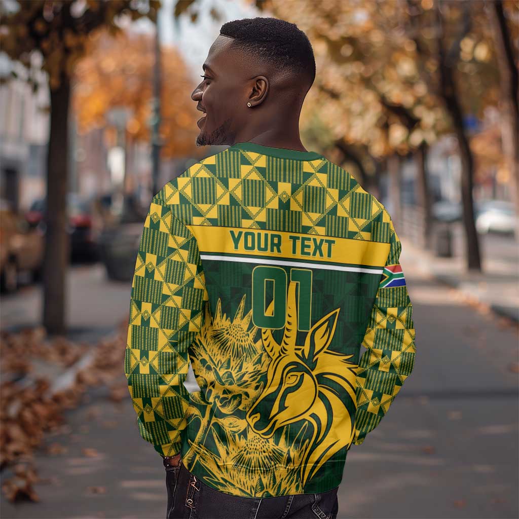 Custom South Africa Rugby Sweatshirt - Go Springboks with African Pattern LT01