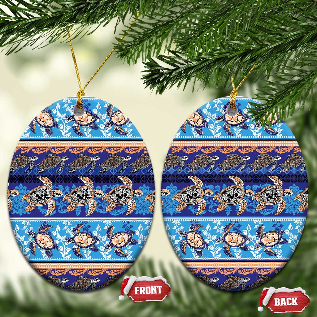 Hawaii Turtles Pattern Special Blue Ceramic Ornament LT01