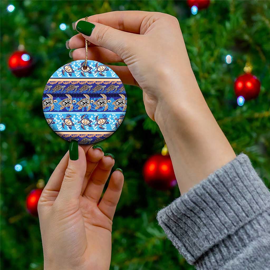 Hawaii Turtles Pattern Special Blue Ceramic Ornament LT01