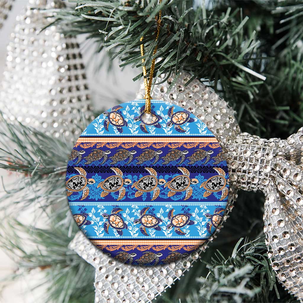 Hawaii Turtles Pattern Special Blue Ceramic Ornament LT01