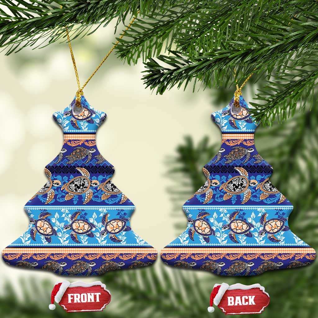 Hawaii Turtles Pattern Special Blue Ceramic Ornament LT01