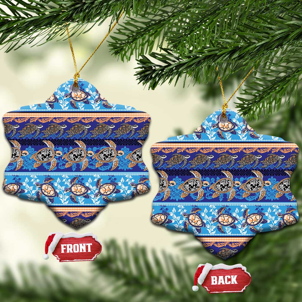 Hawaii Turtles Pattern Special Blue Ceramic Ornament LT01