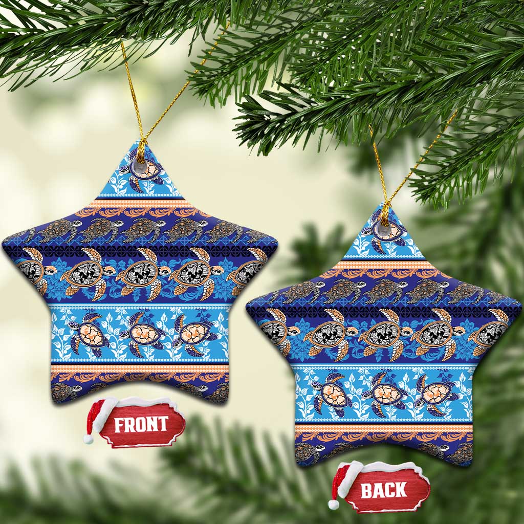 Hawaii Turtles Pattern Special Blue Ceramic Ornament LT01
