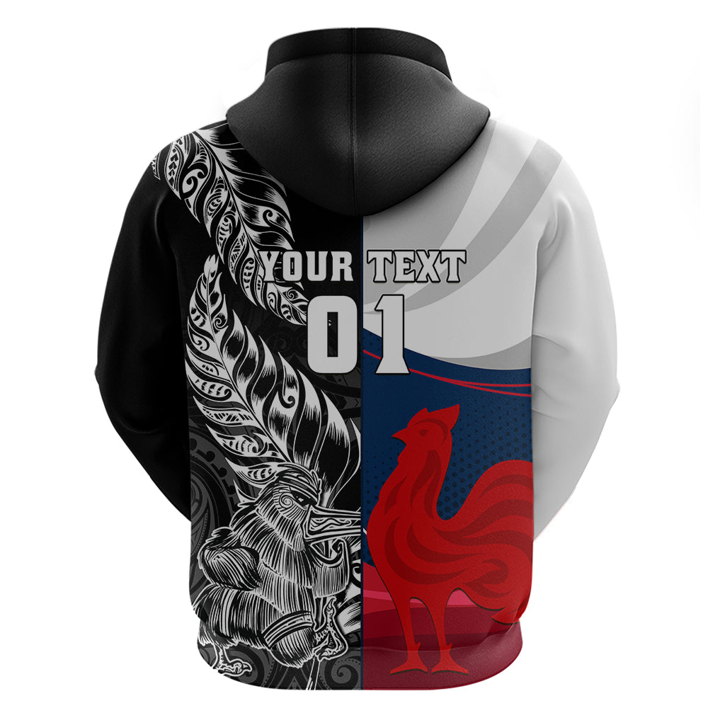 Custom New Zealand And France Rugby Hoodie XV de France Kiwi Silver Fern 2023 World Cup LT01