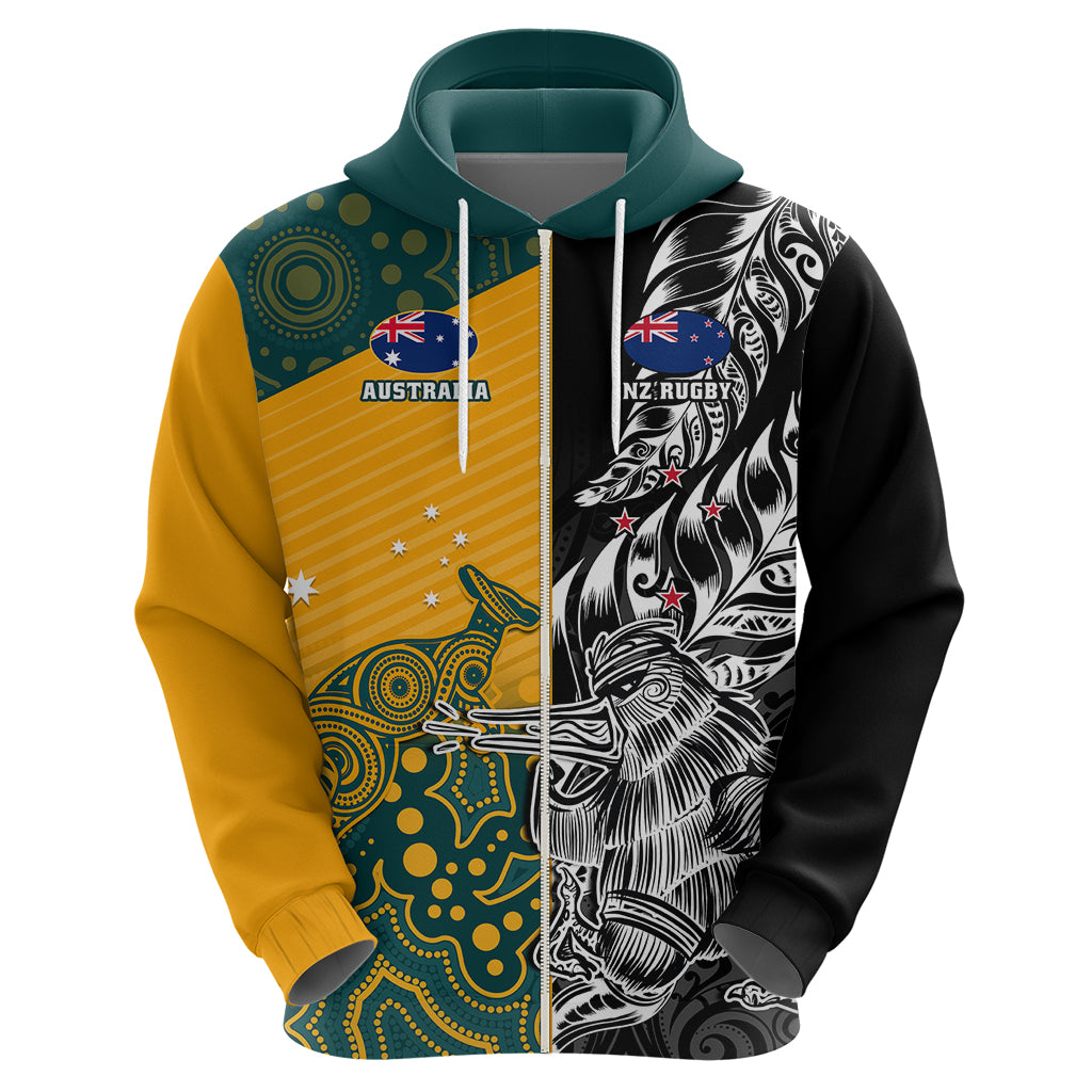 Custom New Zealand And Australia Rugby Hoodie Wallabies Kiwi Silver Fern 2023 World Cup LT01