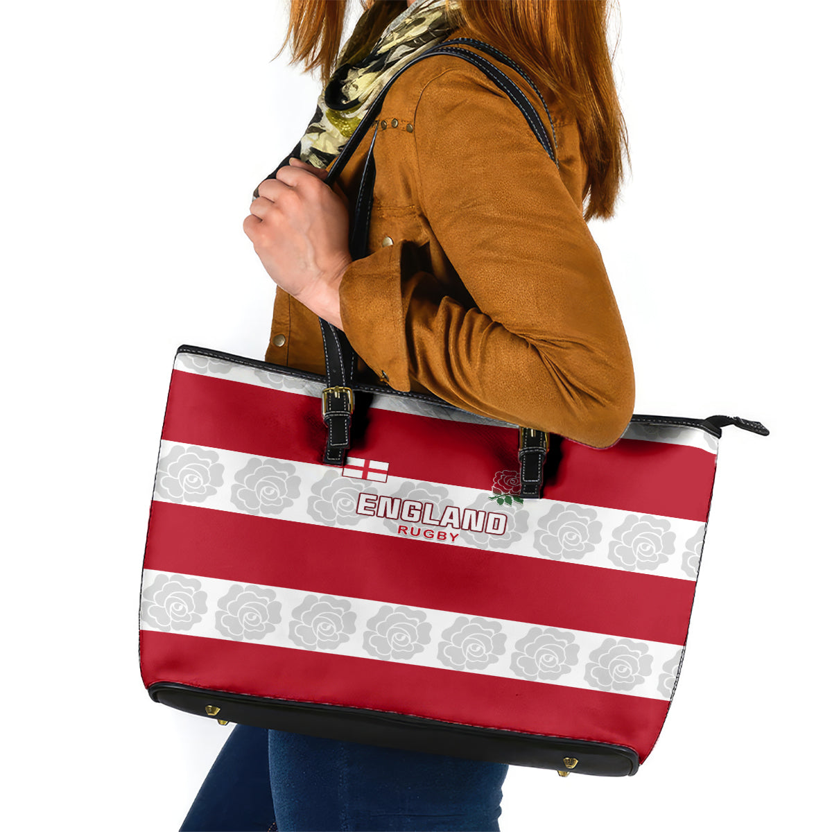 Custom England Rugby Leather Tote Bag The Red Rose Champion World Cup 2023 LT01