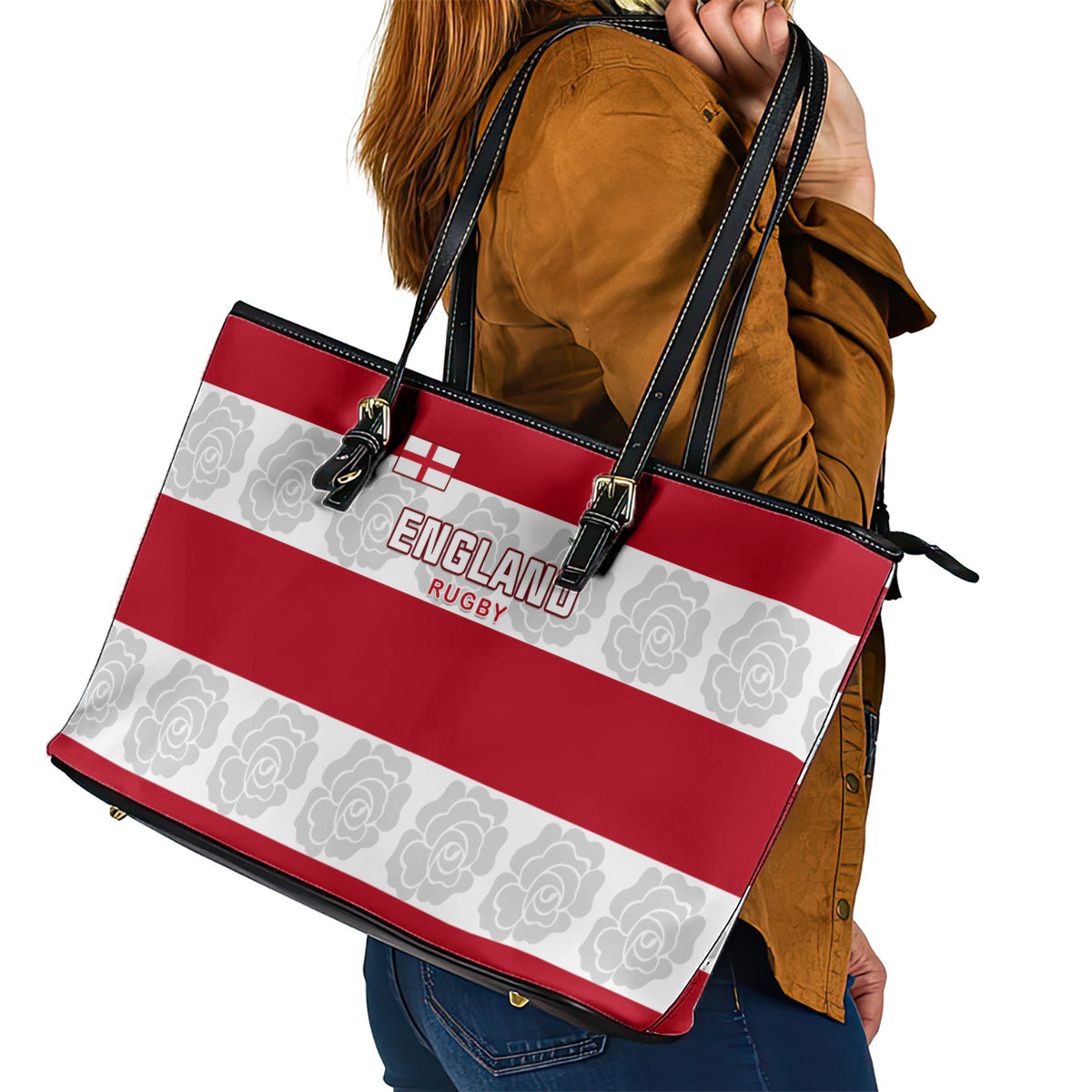 Custom England Rugby Leather Tote Bag The Red Rose Champion World Cup 2023 LT01