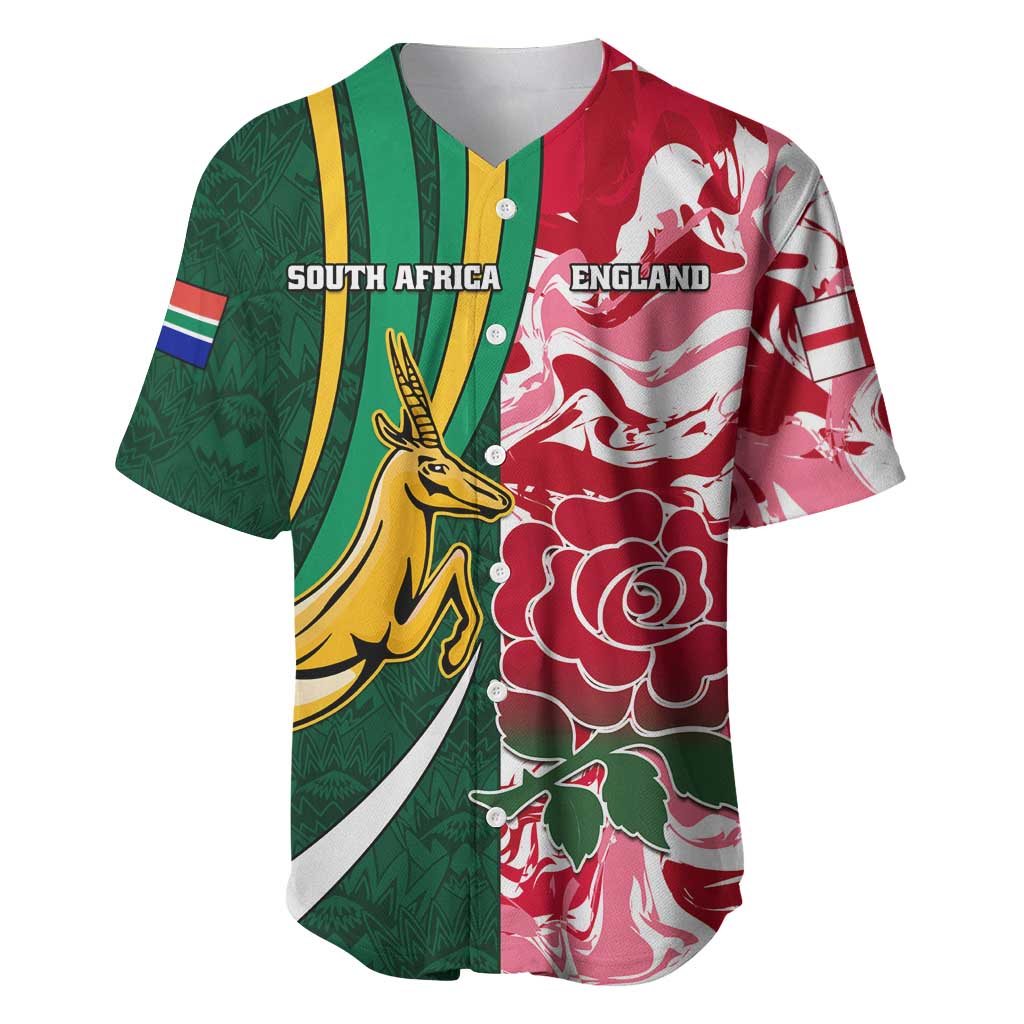 Custom South Africa and England Rugby Baseball Jersey - The Red Rose with Protea Pattern LT01