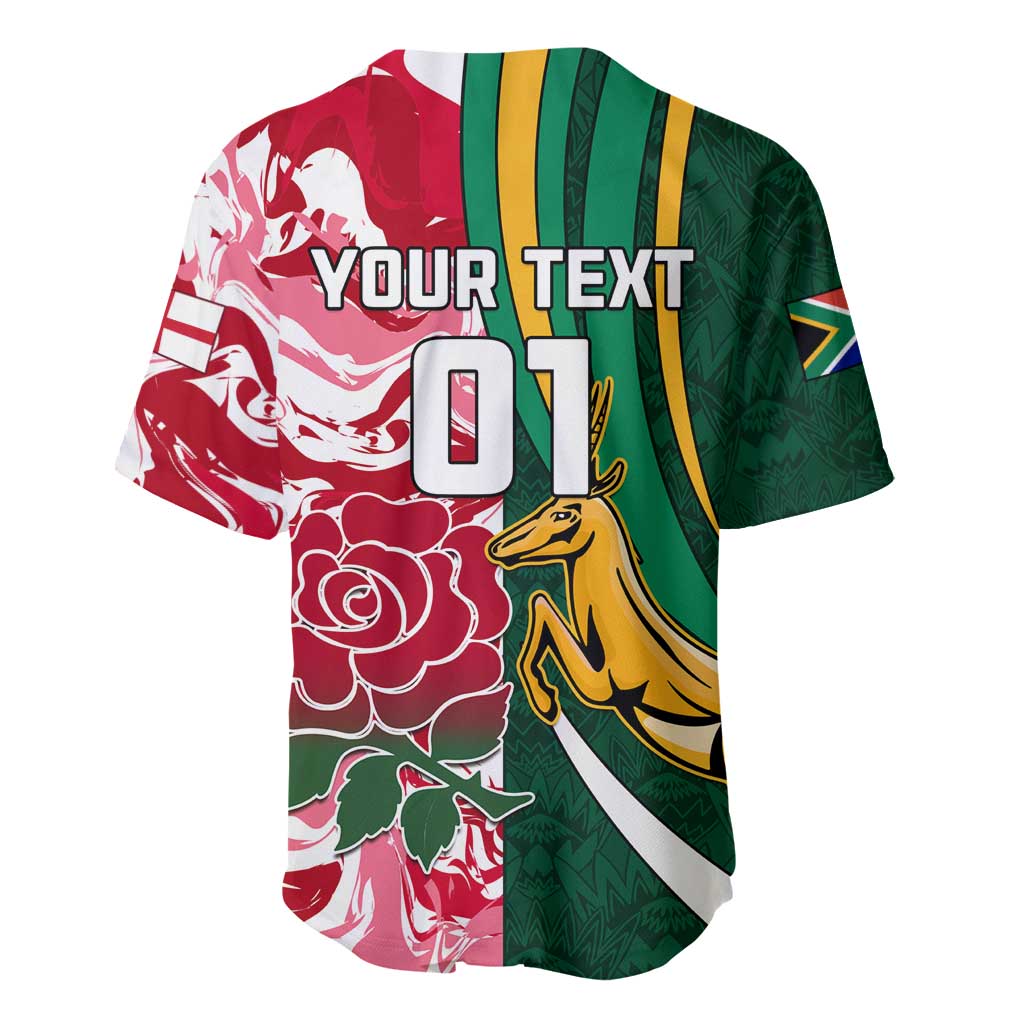 Custom South Africa and England Rugby Baseball Jersey - The Red Rose with Protea Pattern LT01