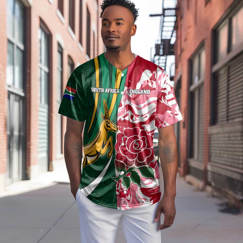 Custom South Africa and England Rugby Baseball Jersey - The Red Rose with Protea Pattern LT01