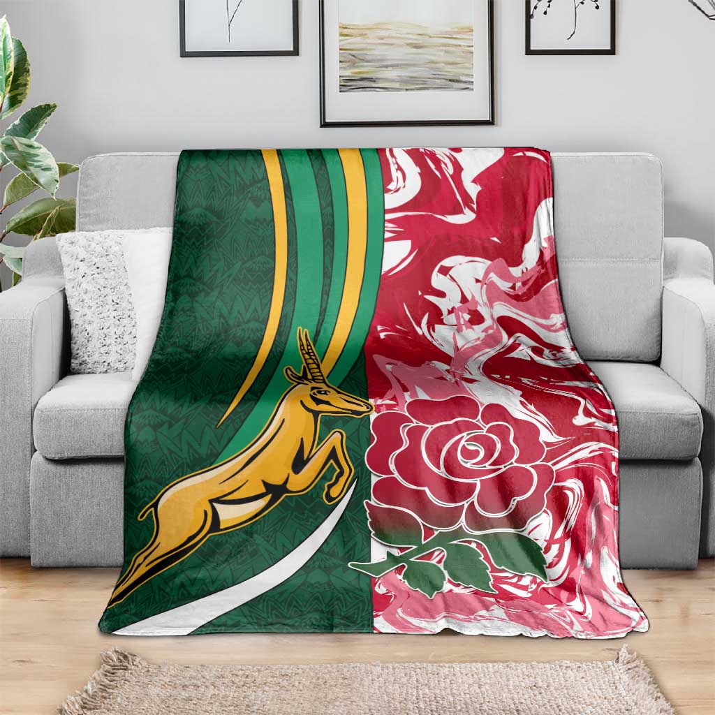 South Africa and England Rugby Blanket - The Red Rose with Protea Pattern LT01