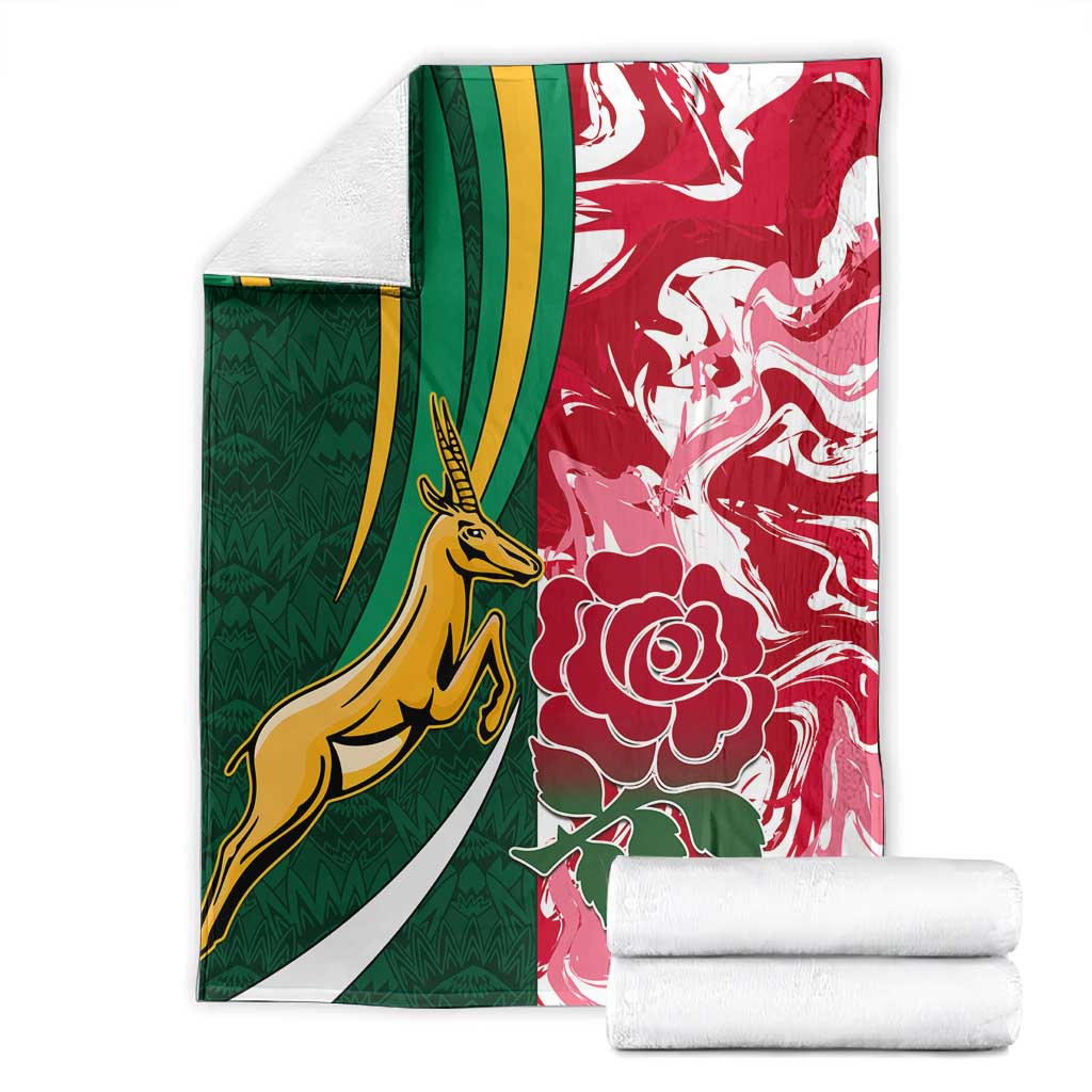 South Africa and England Rugby Blanket - The Red Rose with Protea Pattern LT01