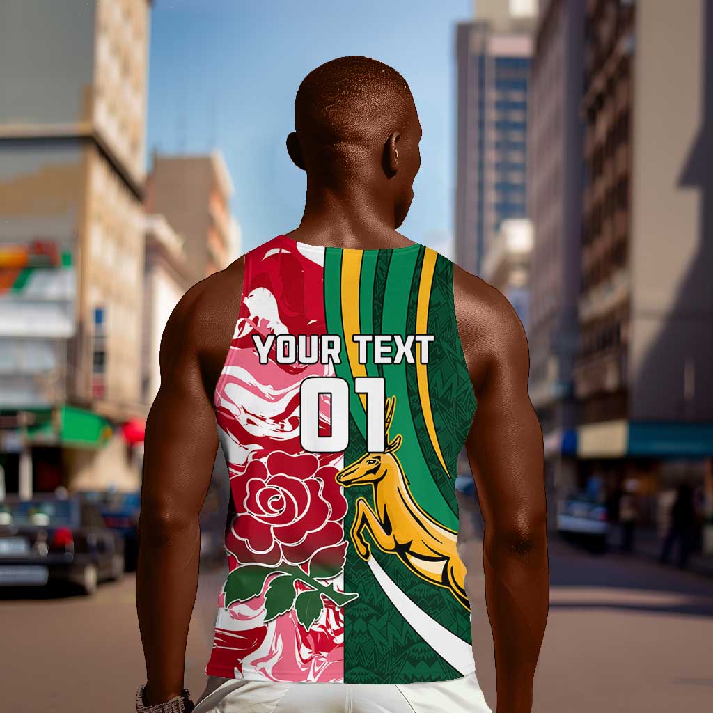 Custom South Africa and England Rugby Men Tank Top - The Red Rose with Protea Pattern LT01