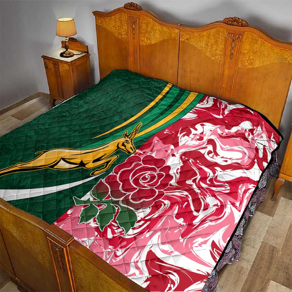 South Africa and England Rugby Quilt - The Red Rose with Protea Pattern LT01