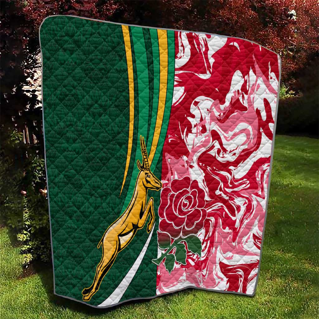 South Africa and England Rugby Quilt - The Red Rose with Protea Pattern LT01