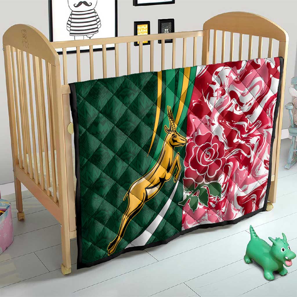 South Africa and England Rugby Quilt - The Red Rose with Protea Pattern LT01