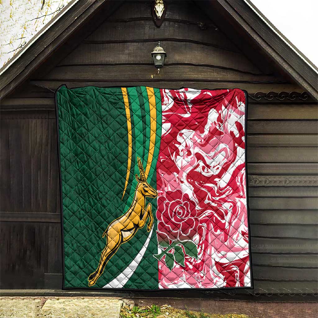 South Africa and England Rugby Quilt - The Red Rose with Protea Pattern LT01