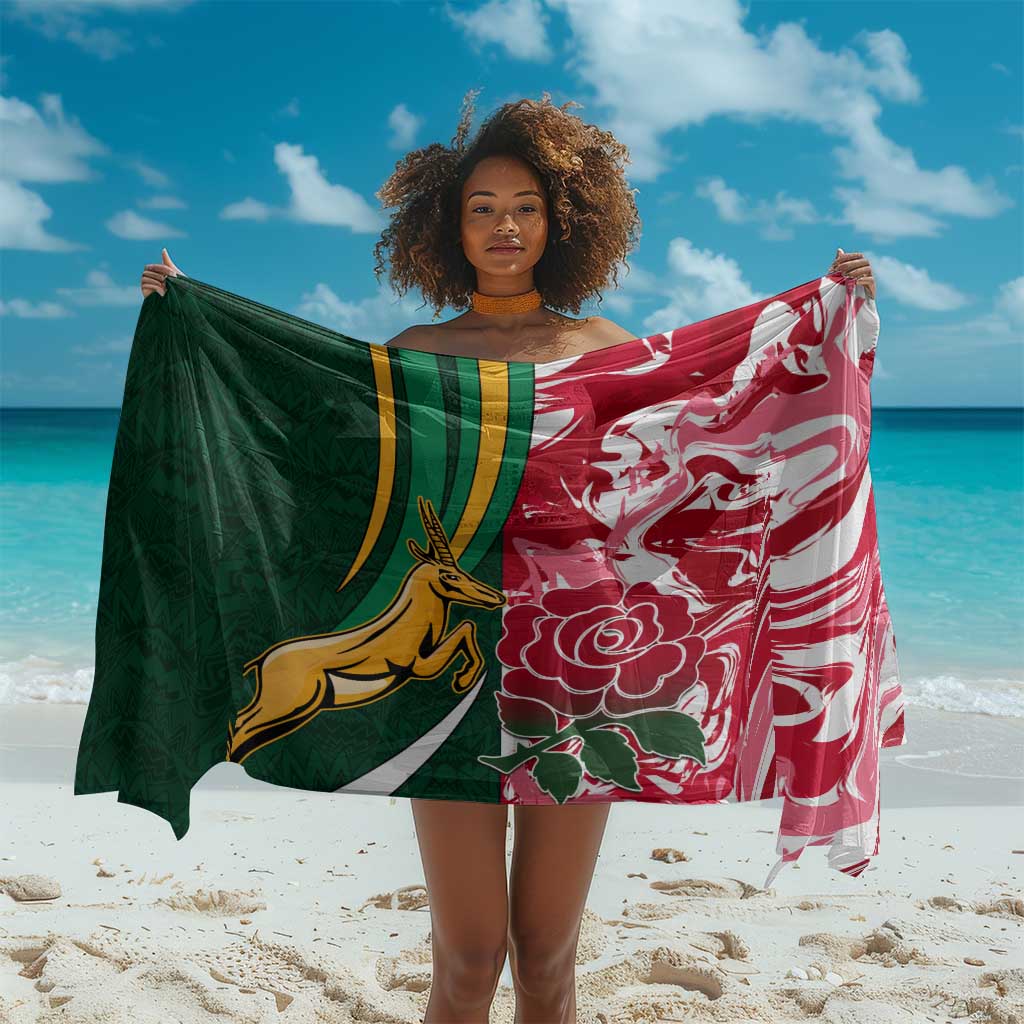 South Africa and England Rugby Sarong - The Red Rose with Protea Pattern LT01