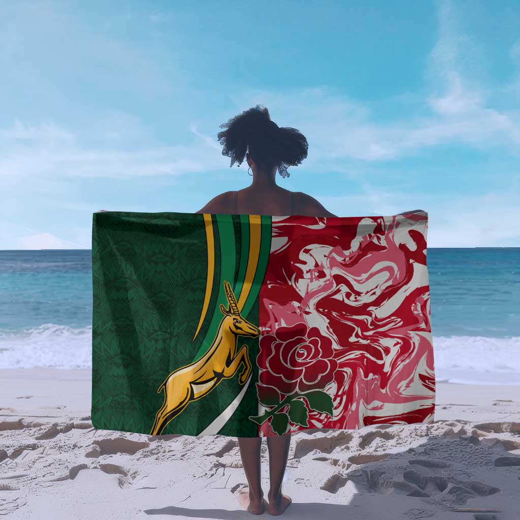 South Africa and England Rugby Sarong - The Red Rose with Protea Pattern LT01