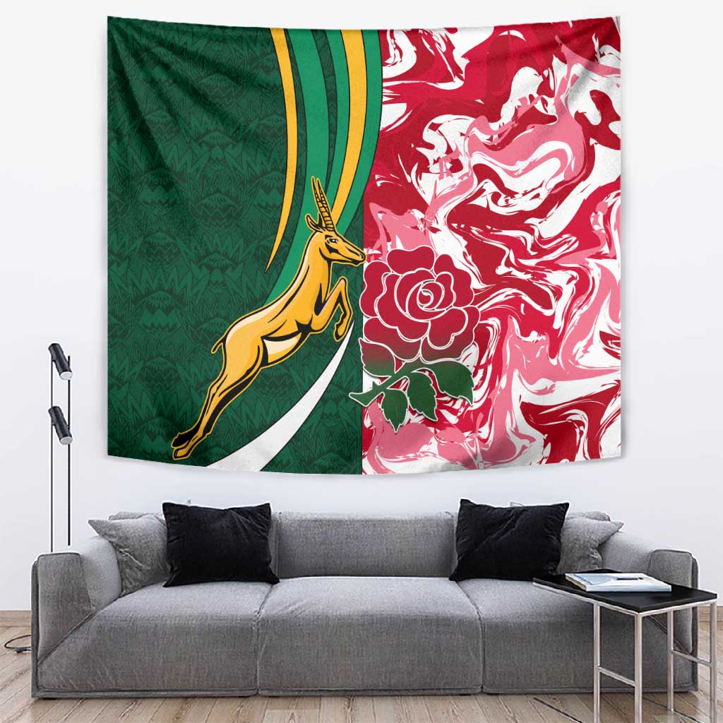 South Africa and England Rugby Tapestry - The Red Rose with Protea Pattern LT01