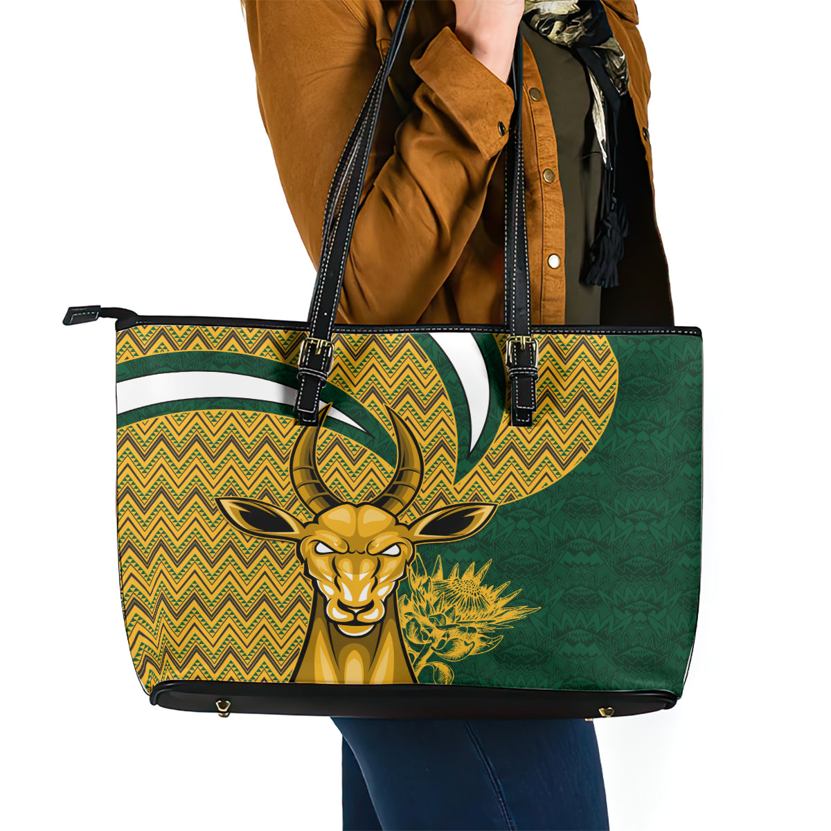 Custom South Africa Rugby Leather Tote Bag Come On Bokke Champion World Cup 2023 LT01