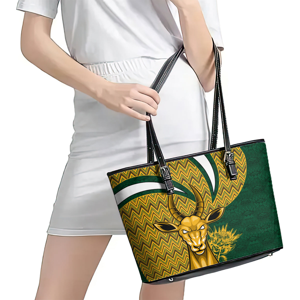 Custom South Africa Rugby Leather Tote Bag Come On Bokke Champion World Cup 2023 LT01