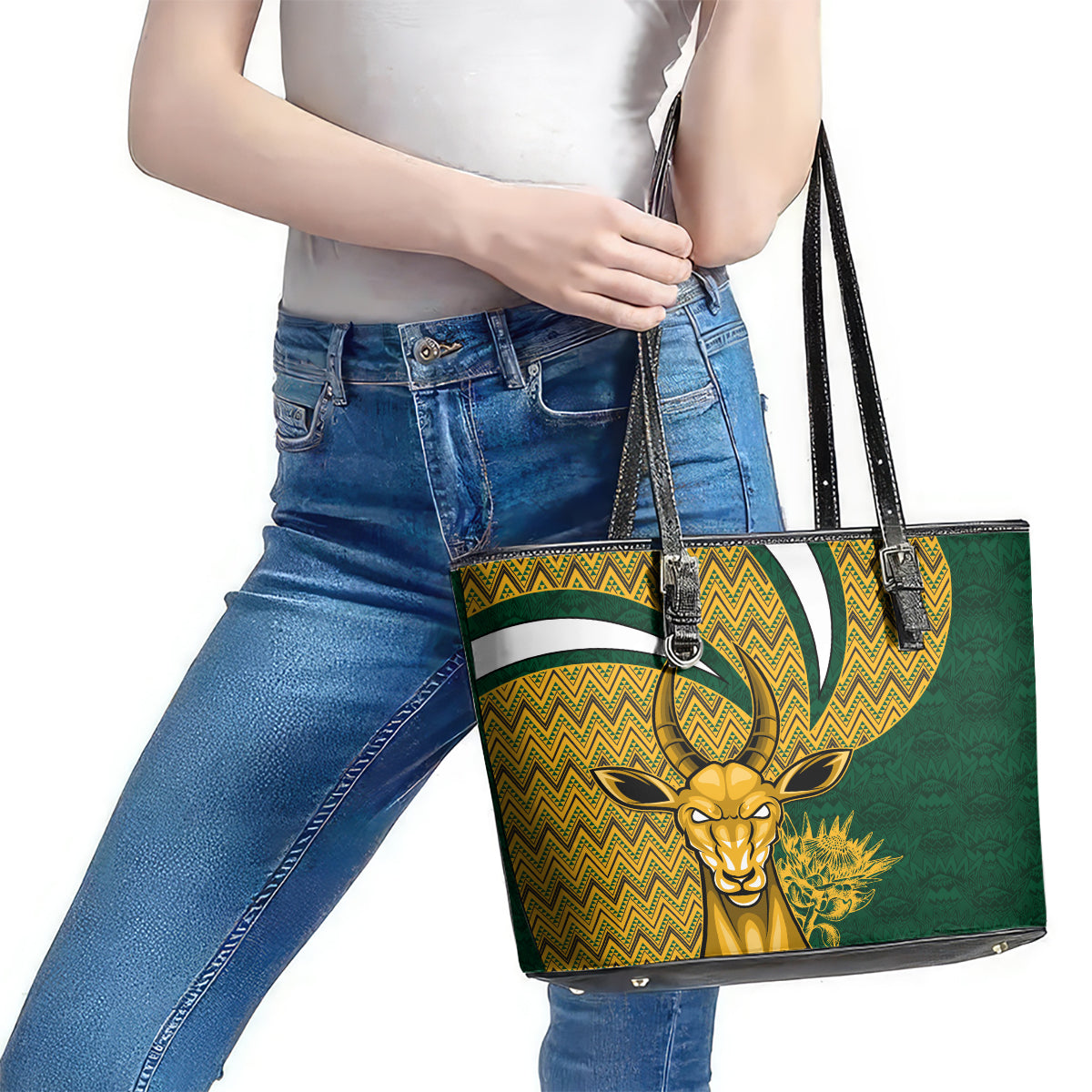 Custom South Africa Rugby Leather Tote Bag Come On Bokke Champion World Cup 2023 LT01
