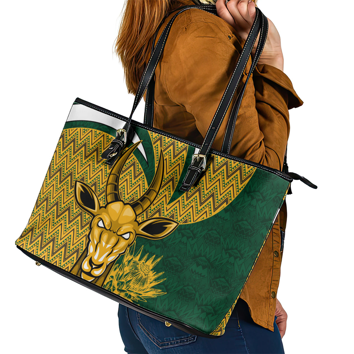 Custom South Africa Rugby Leather Tote Bag Come On Bokke Champion World Cup 2023 LT01