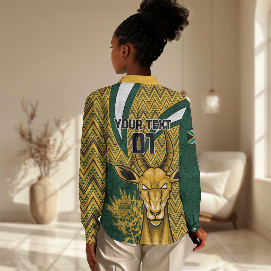 Custom South Africa Rugby Women Casual Shirt - Come On Bokke, Champion World Cup LT01