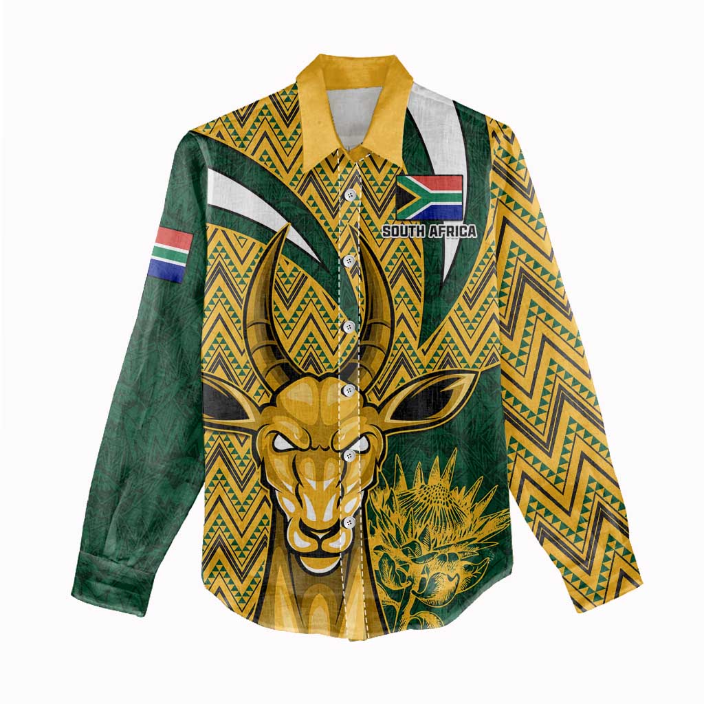 Custom South Africa Rugby Women Casual Shirt - Come On Bokke, Champion World Cup LT01
