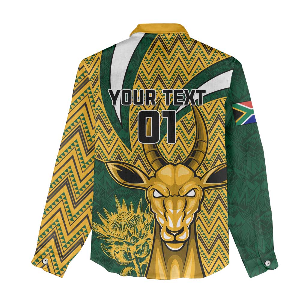 Custom South Africa Rugby Women Casual Shirt - Come On Bokke, Champion World Cup LT01
