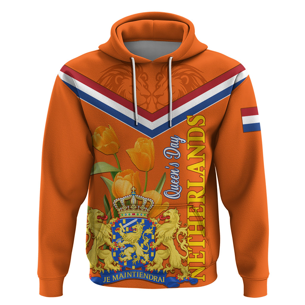 Netherlands Queen Day 2024 Hoodie Nederland Koningsdag Orange Tulips LT01
