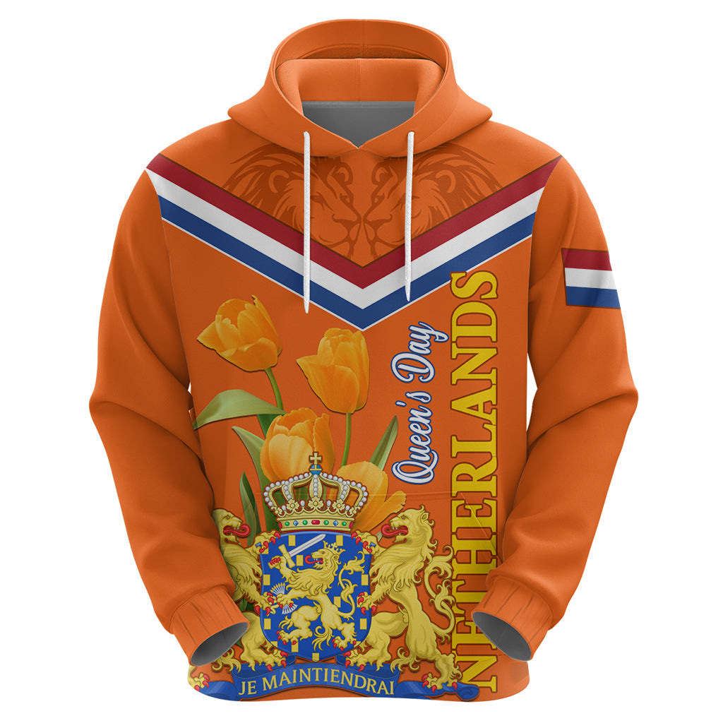 Netherlands Queen Day 2024 Hoodie Nederland Koningsdag Orange Tulips LT01