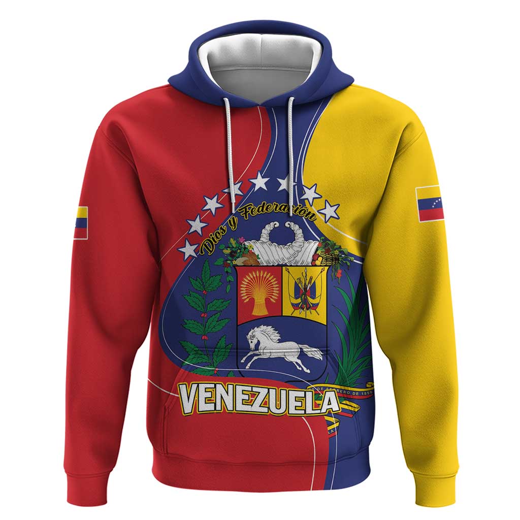 Personalized Venezuela Hoodie Coat Of Arms Curve Style LT01