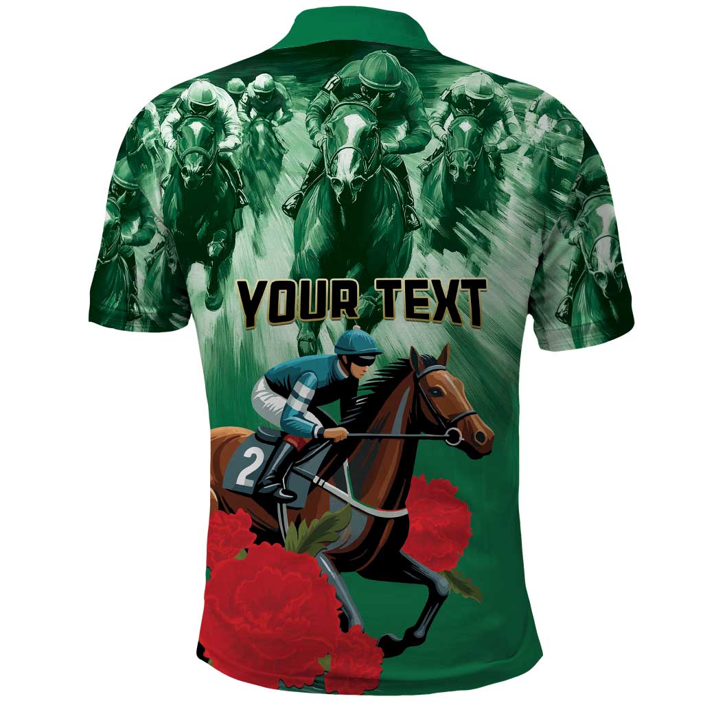 Personalized Belmont Horse Racing Polo Shirt Run for the Carnations LT01