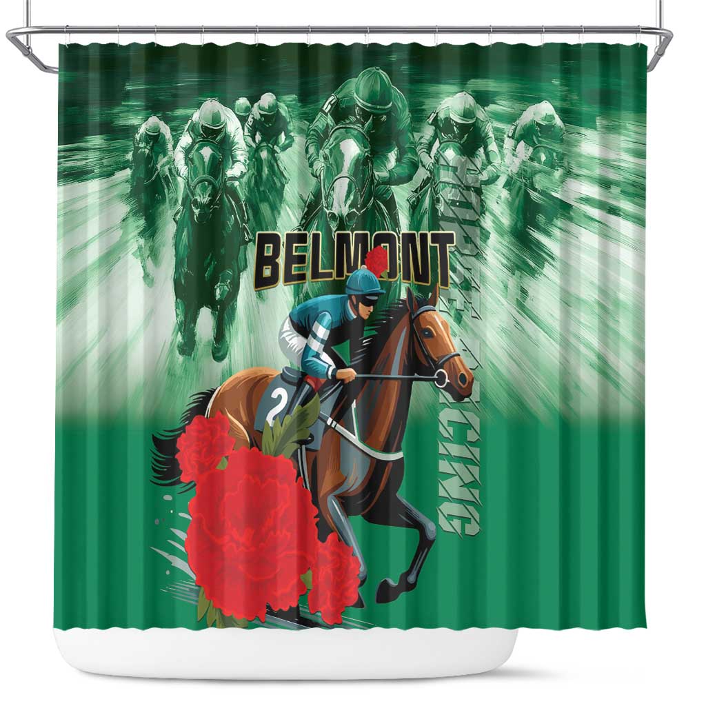 Belmont Horse Racing Shower Curtain Run for the Carnations LT01