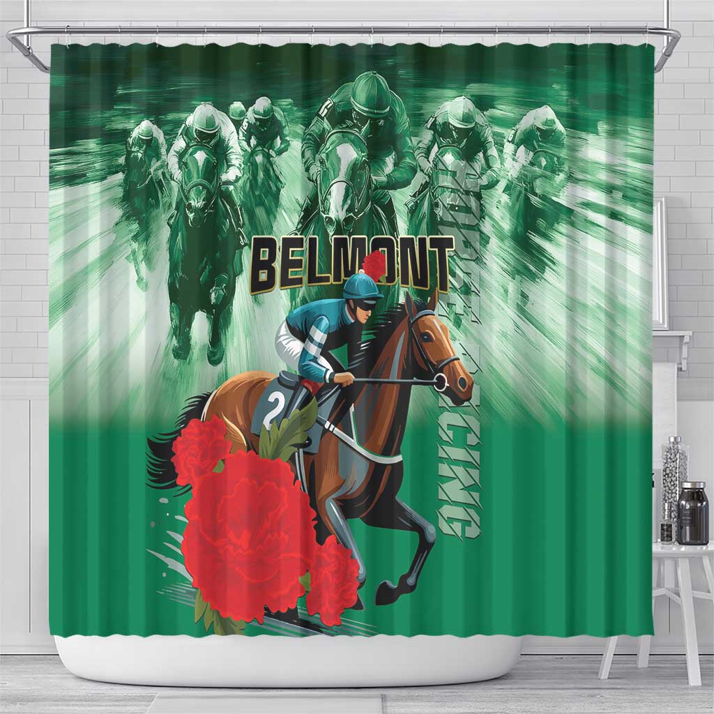 Belmont Horse Racing Shower Curtain Run for the Carnations LT01