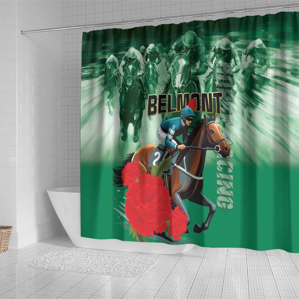 Belmont Horse Racing Shower Curtain Run for the Carnations LT01