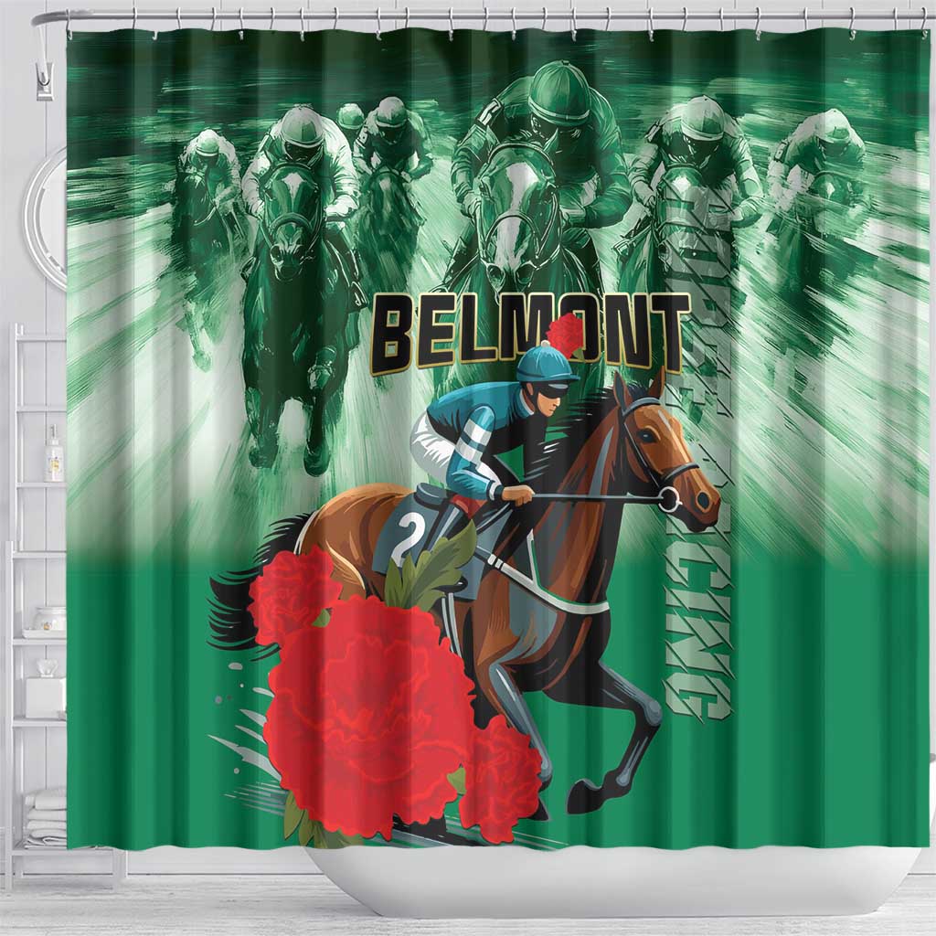Belmont Horse Racing Shower Curtain Run for the Carnations LT01