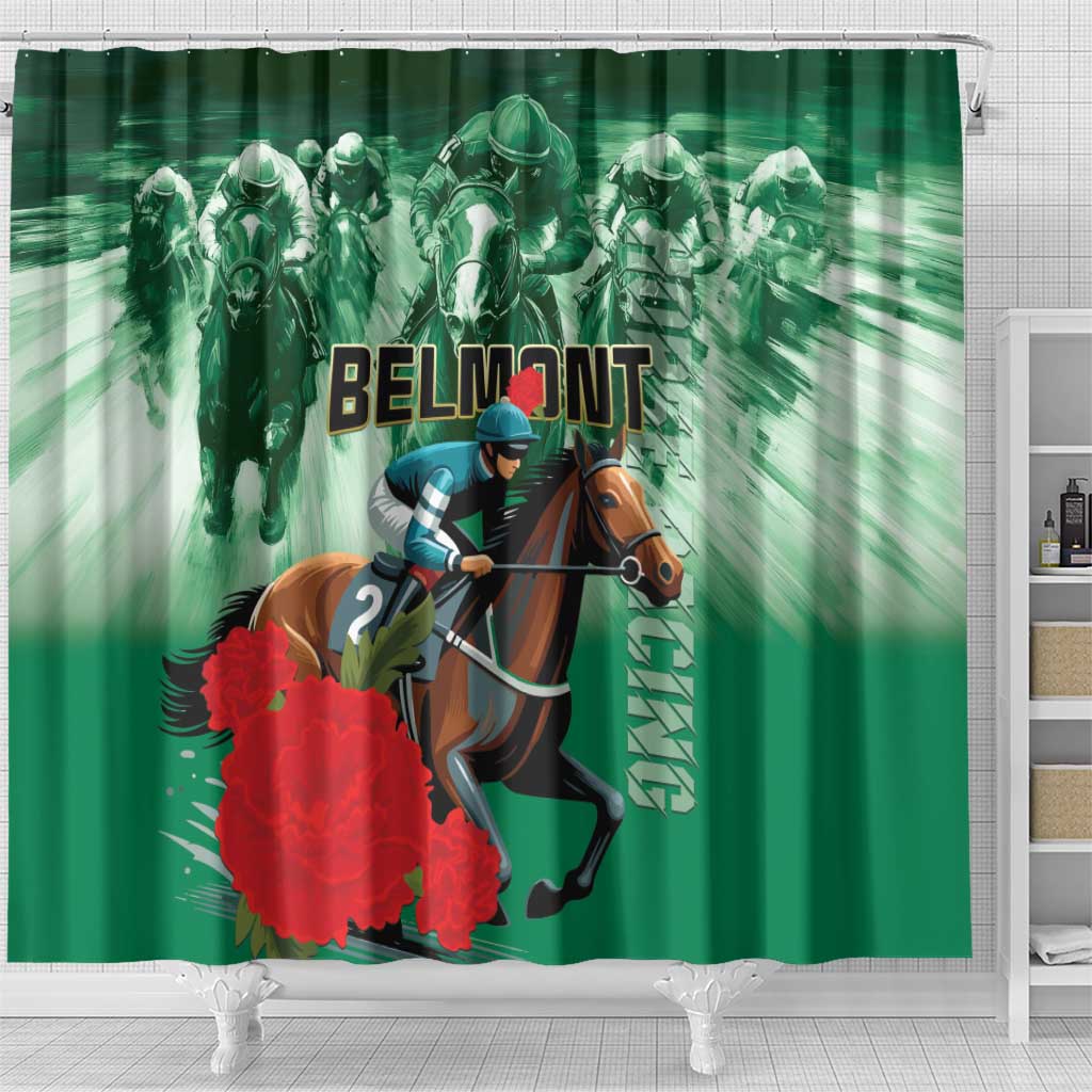 Belmont Horse Racing Shower Curtain Run for the Carnations LT01